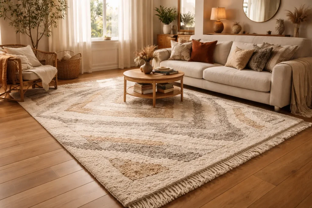 salotto con grande tappeto al centro